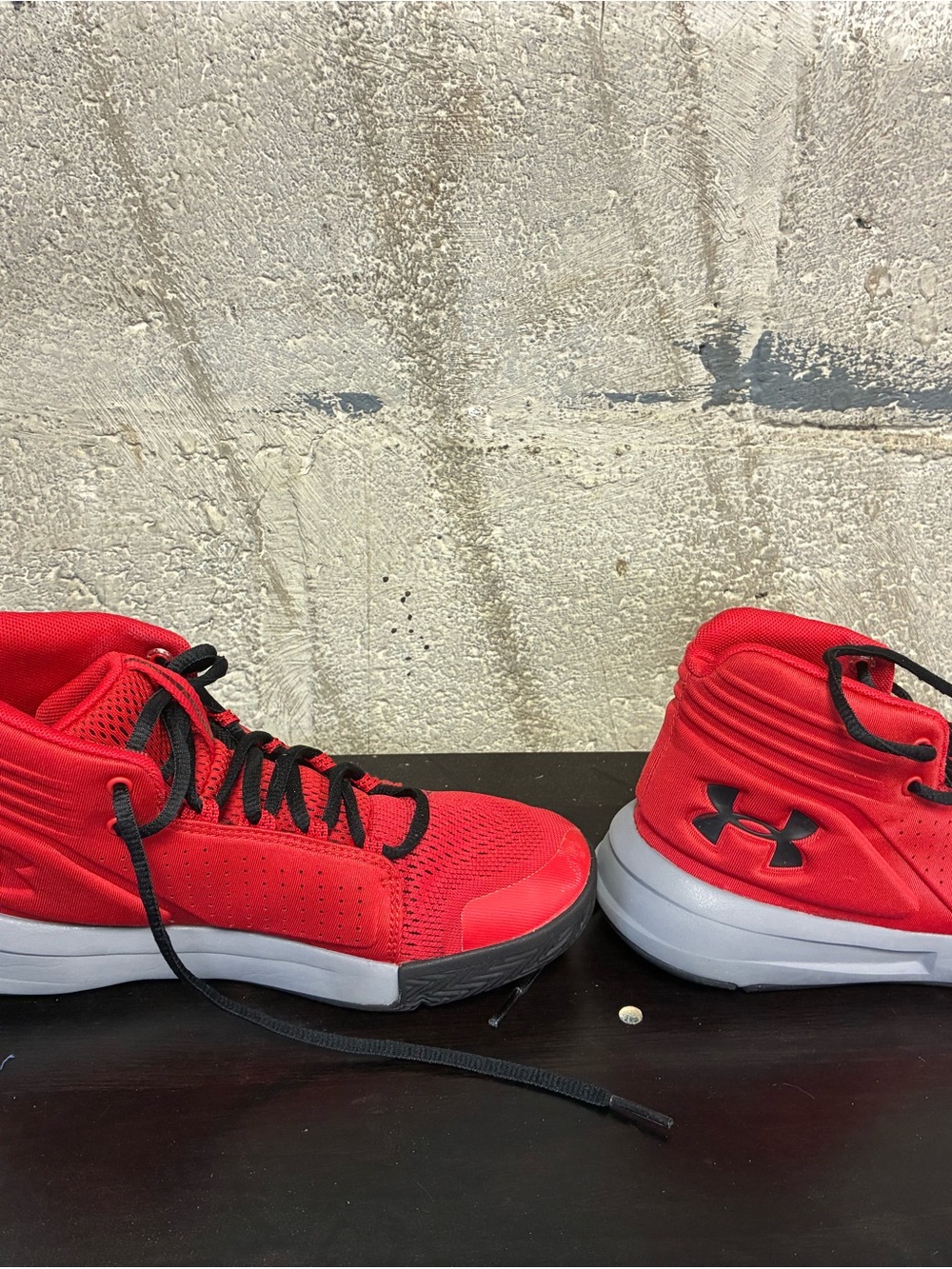 Under Armour Red Basketball Shoes with Black Accents